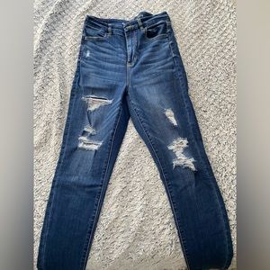 high waisted, skinny, ripped jeans